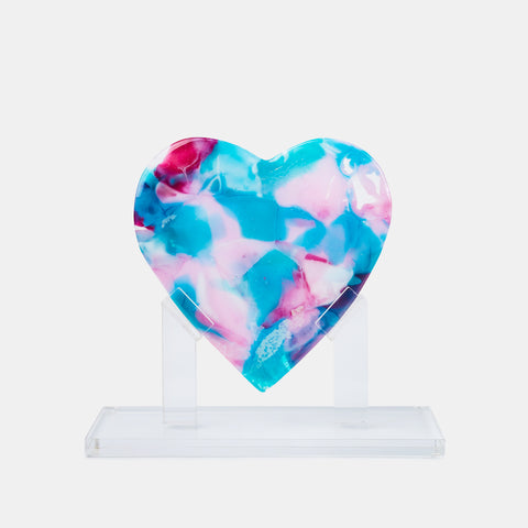 Pink & Teal Heart Sculpture