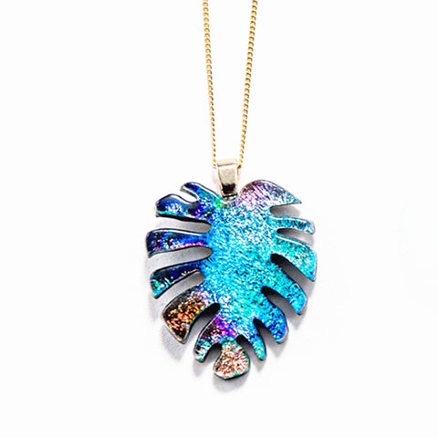 Dichroic Monstera Necklace